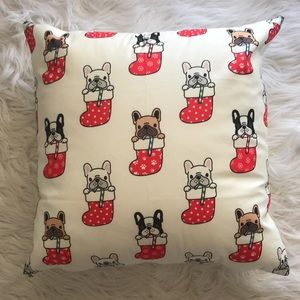 Holiday French bulldog throw pillow cover Frenchie